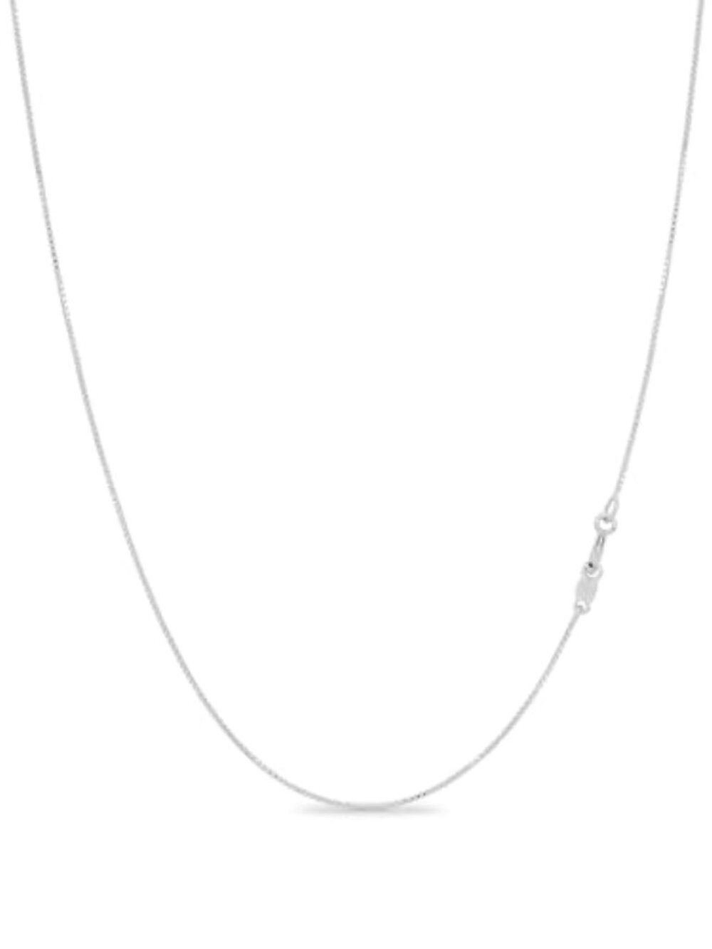 925 Sterling Silver Box Chain Necklace 17 in 0.7mm Women Jewelry